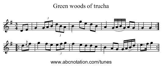 Green woods of trucha - staff notation