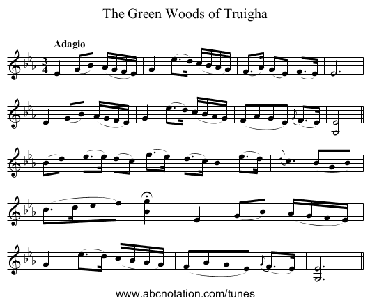 Green Woods of Truigha, The - staff notation