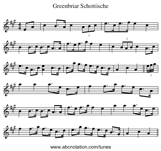 Greenbriar Schottische - staff notation