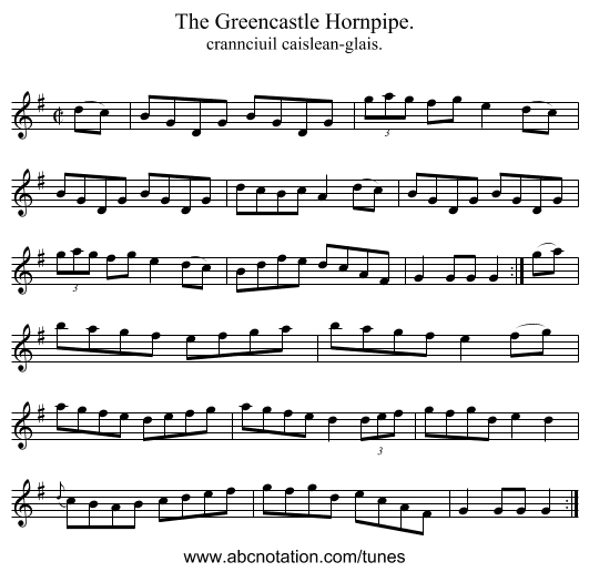 Greencastle Hornpipe., The - staff notation