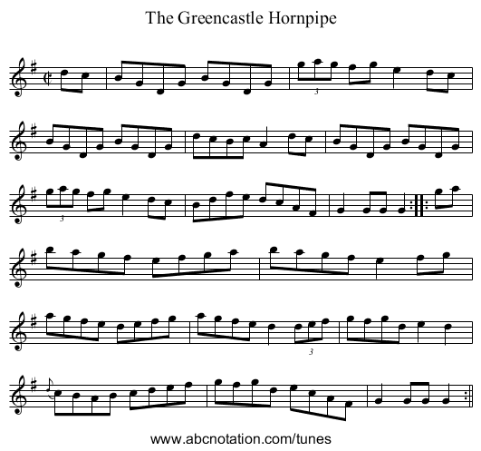 Greencastle Hornpipe, The - staff notation