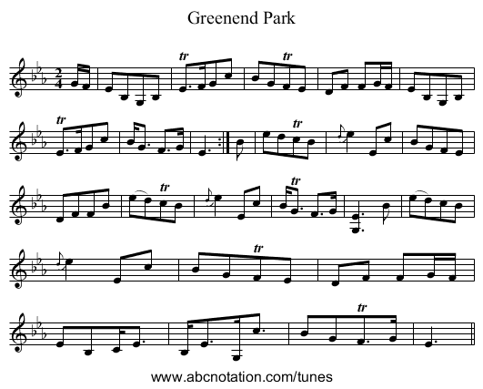 Greenend Park - staff notation