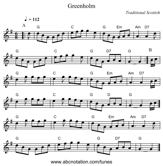 Greenholm - staff notation