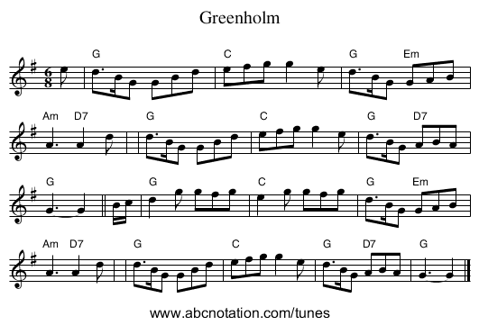 Greenholm - staff notation