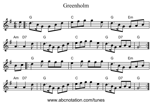 Greenholm - staff notation