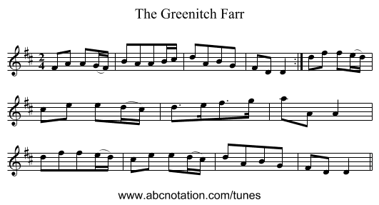 Greenitch Farr, The - staff notation