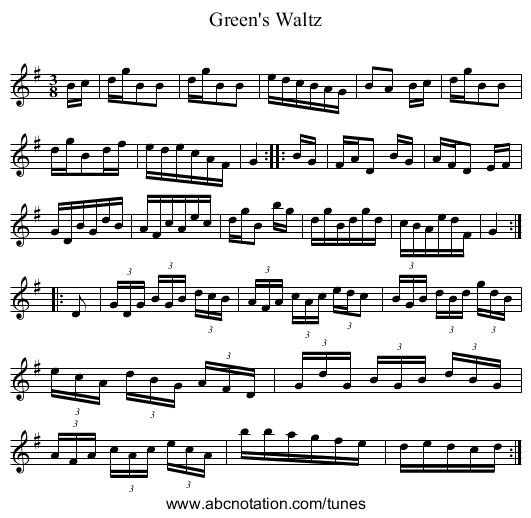 Green's Waltz - staff notation