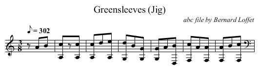Greensleeves (Jig) - staff notation