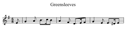 Greensleeves - staff notation