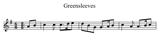 Greensleeves - staff notation