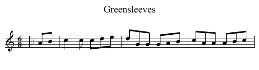 Greensleeves - staff notation