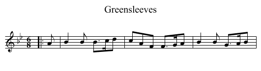 Greensleeves - staff notation
