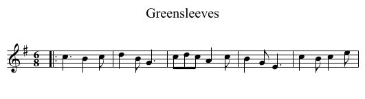 Greensleeves - staff notation