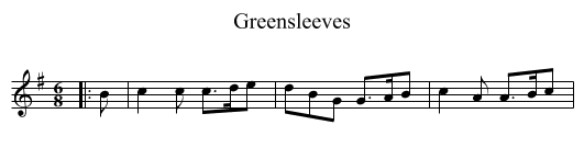Greensleeves - staff notation