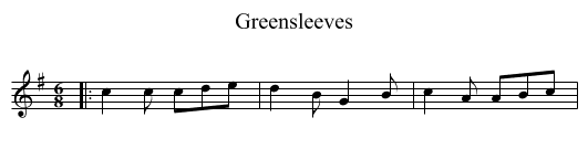 Greensleeves - staff notation