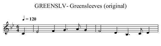 GREENSLV- Greensleeves (original) - staff notation