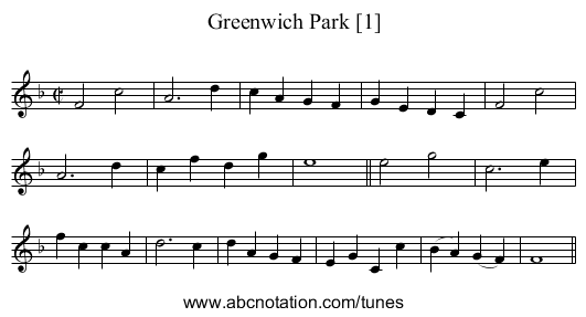 Greenwich Park [1] - staff notation