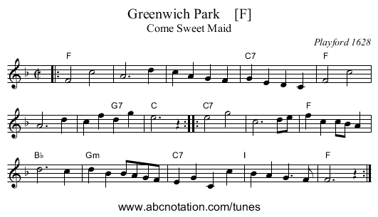Greenwich Park    [F] - staff notation