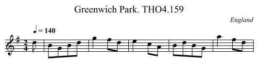 Greenwich Park. THO4.159 - staff notation