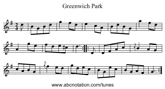 Greenwich Park - staff notation