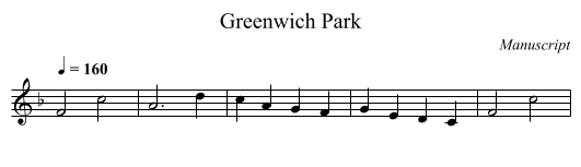 Greenwich Park - staff notation