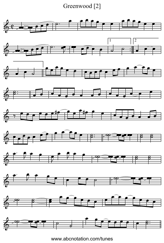 Greenwood [2] - staff notation