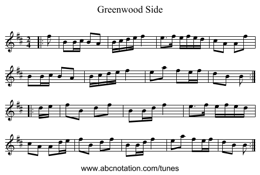 Greenwood Side - staff notation