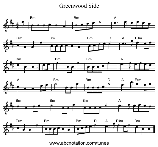 Greenwood Side - staff notation