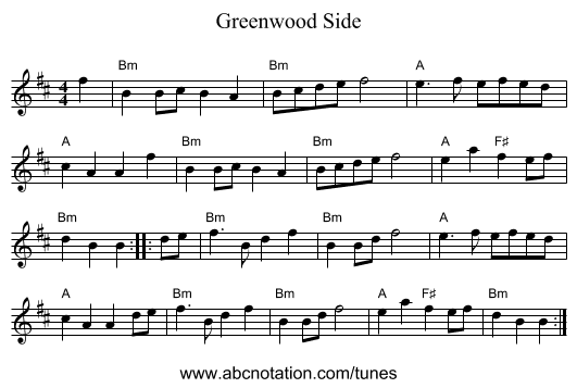 Greenwood Side - staff notation