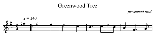 Greenwood Tree - staff notation