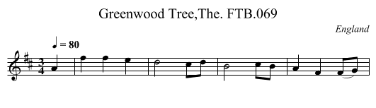Greenwood Tree,The. FTB.069 - staff notation
