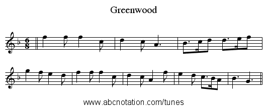 Greenwood - staff notation