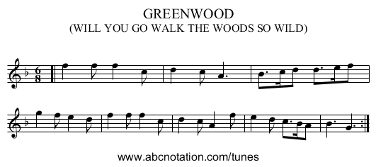 GREENWOOD - staff notation