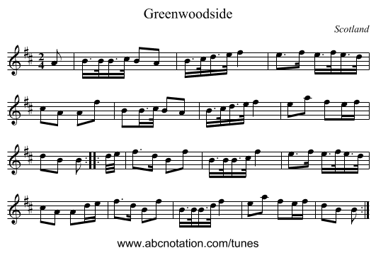Greenwoodside - staff notation