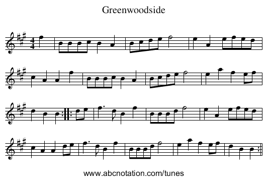 Greenwoodside - staff notation