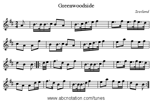 Greenwoodside - staff notation