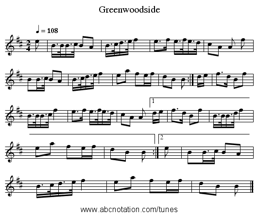 Greenwoodside - staff notation