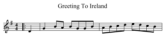 Greeting To Ireland - staff notation