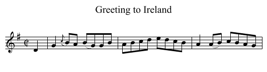 Greeting to Ireland - staff notation