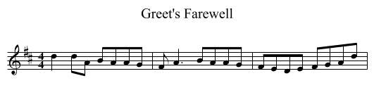Greet's Farewell - staff notation