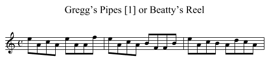 Gregg’s Pipes [1] or Beatty’s Reel - staff notation