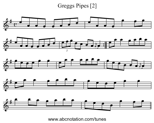 Greggs Pipes [2] - staff notation