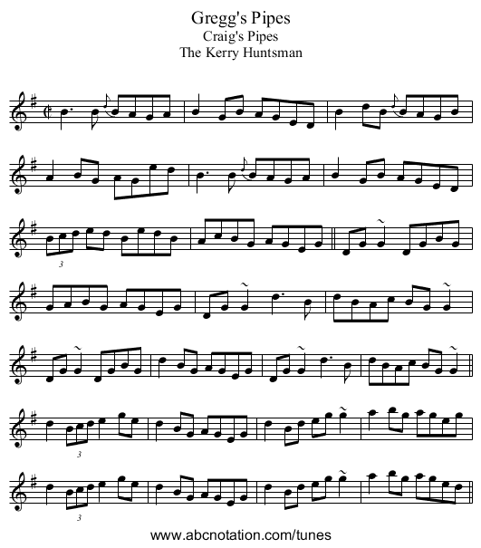 Gregg's Pipes - staff notation