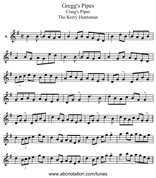 Gregg's Pipes - staff notation