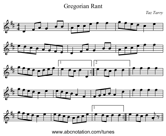 Gregorian Rant - staff notation