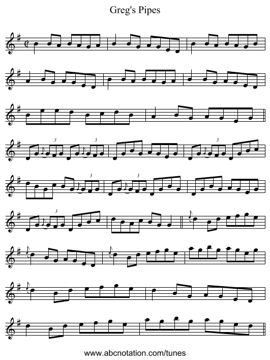 Greg's Pipes - staff notation