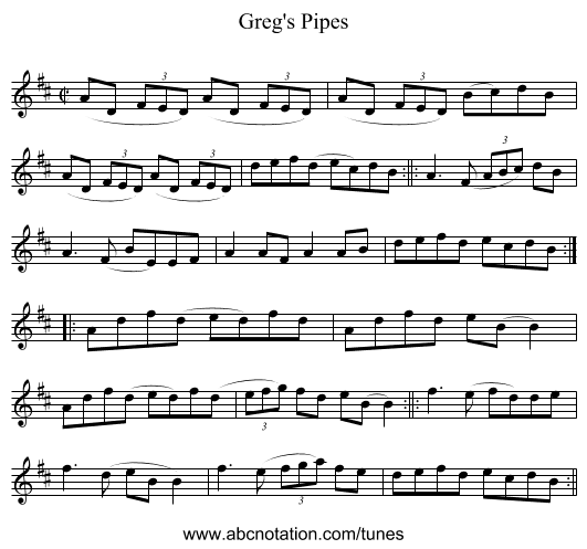 Greg's Pipes - staff notation