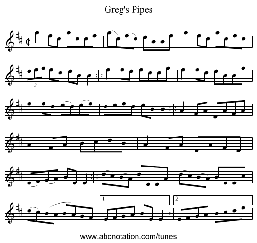 Greg's Pipes - staff notation