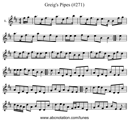 Greig's Pipes (#271) - staff notation