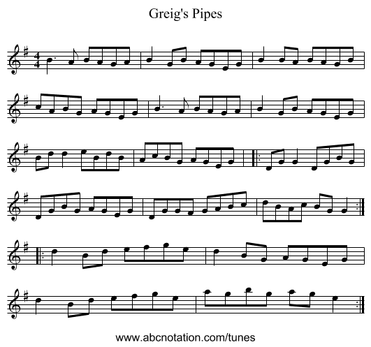 Greig's Pipes - staff notation